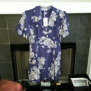 Free People blue white mini dress